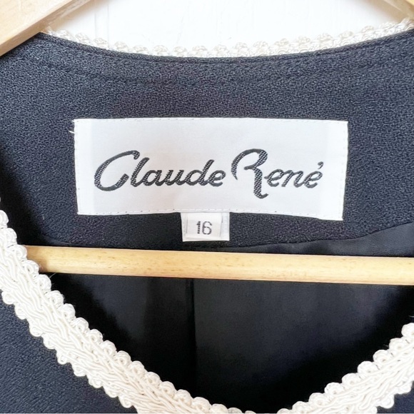 Vintage 80s Black & Cream Braid Pearl Button Cropped Jacket Women’s Size Large - Picture 4 of 12